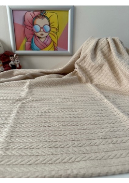 Örgü Desenli Bebek Pikesi - Organik Pamuk Bebek Battaniyesi (95X95 Cm) Açık Kahverengi fiyatları