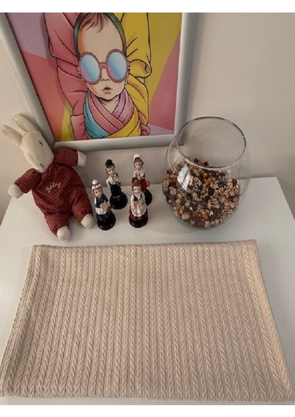 Örgü Desenli Bebek Pikesi - Organik Pamuk Bebek Battaniyesi (95X95 Cm) Açık Kahverengi fırsatları