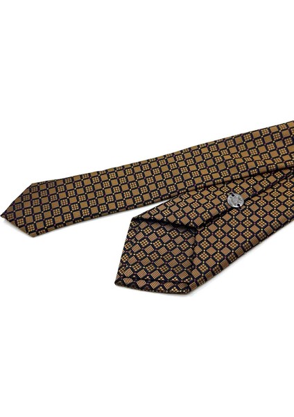 Sarı Küçük Desen Slim Kravat SK8041