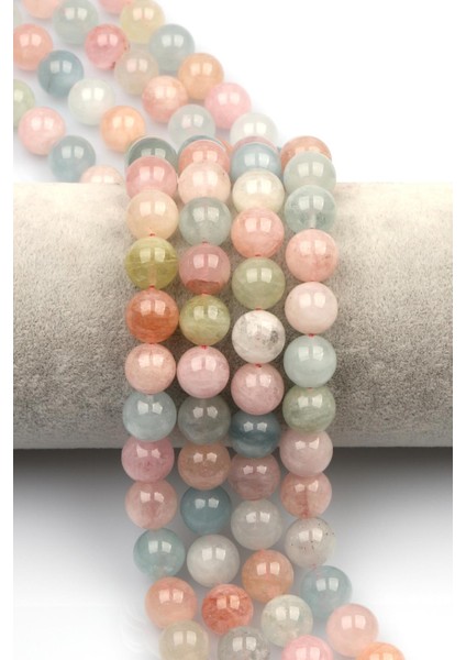 Akuamarin-Morganit-Heliodor Doğal Taş Dizi 10 mm Küre Kesim