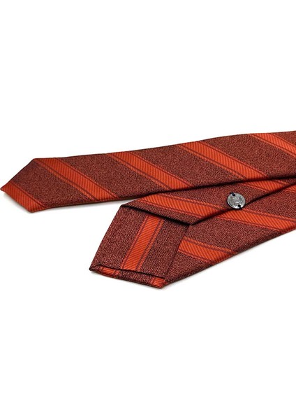 Turuncu Çizgi Desen Slim Kravat SK8024