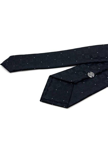 Siyah Kare Desen Slim Kravat SK7950