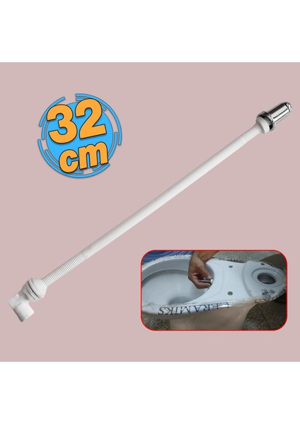 Uzun Klozet Tuvalet Taharet Çubuğu 32 cm Plastik Borulu Ayarlanabilir Kısaltılabilir U Tipli Montaj