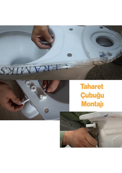 Uzun Klozet Tuvalet Taharet Çubuğu 32 cm Plastik Borulu Ayarlanabilir Kısaltılabilir U Tipli Montaj