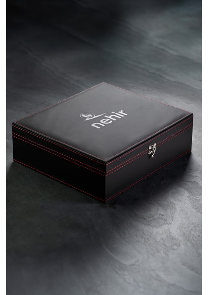 Adriana Titanium 12 Kişilik 89 Parça Deri Kutulu Çatal Kaşık Bıçak Takımı