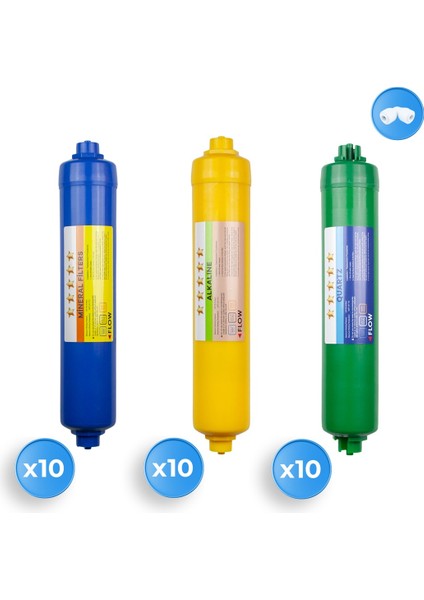 Su Arıtma Cihazı Alkaline Mineral Quartz Filtre Set 10 Takım