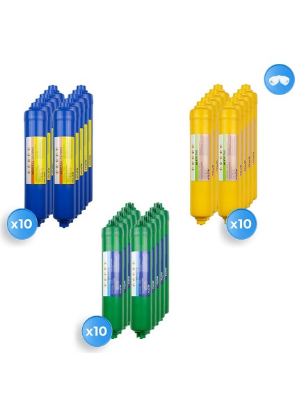 Su Arıtma Cihazı Alkaline Mineral Quartz Filtre Set 10 Takım