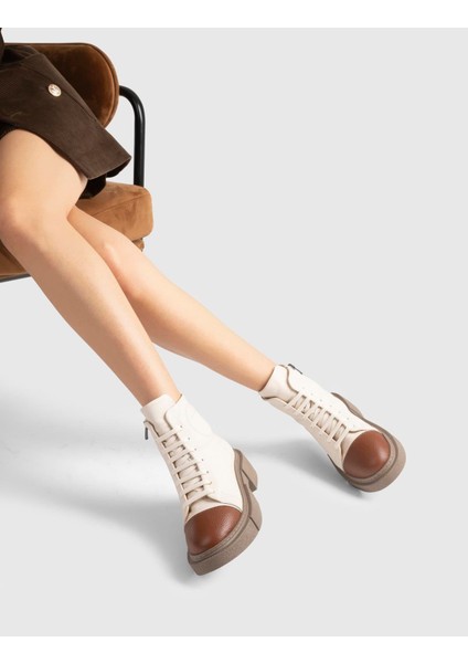 Hauke Hakiki Floter Deri Kadın Krem Bot fiyatları