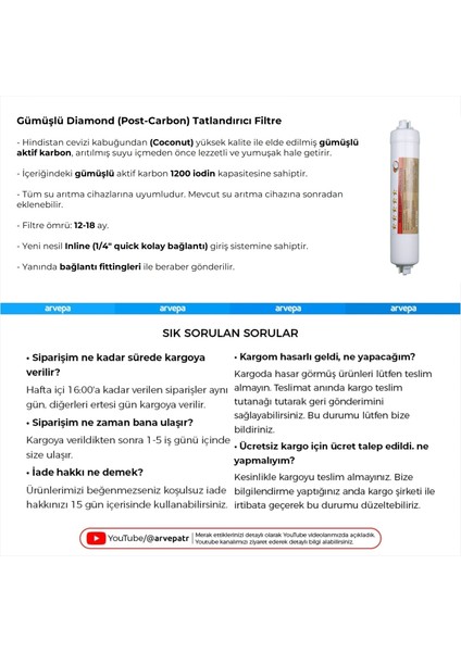 Su Arıtma Cihazı Coconut Gümüşlü 1200 Iodin Post Carbon Tatlandırıcı Filtre fiyatları