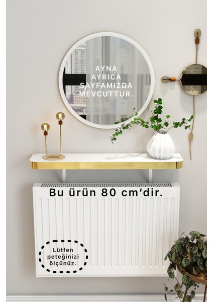 Beyaz Gold Petek Üstü Uçan Raf & Dresuar Duvar Montajsız Kalın Kenar
