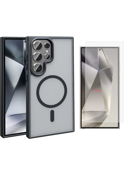 Samsung Galaxy S25 Ultra Kılıf Magsafe Şarj Özellikli Mat Arka Yüzey Zore Sio Kapak + Nano Ekran Koruyucu