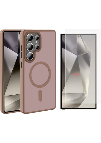 Samsung Galaxy S25 Ultra Kılıf Magsafe Şarj Özellikli Mat Arka Yüzey Zore Sio Kapak + Nano Ekran Koruyucu