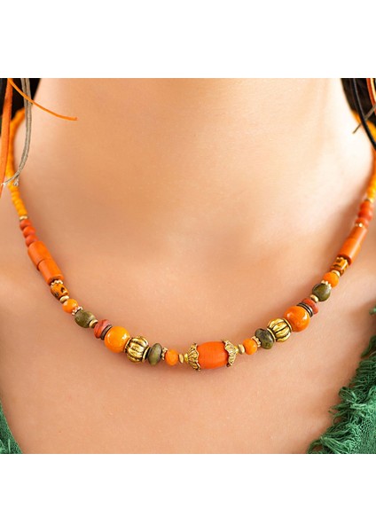 Bohem Tarz Turuncu Tasarım Kadın Kolye fiyatları