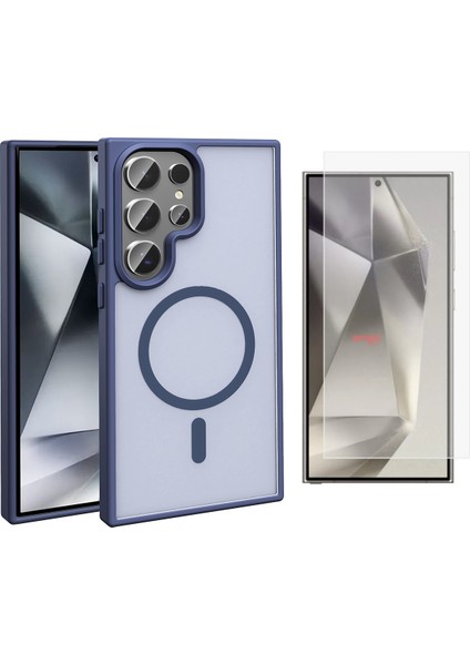 Samsung Galaxy S25 Ultra Kılıf Magsafe Şarj Özellikli Mat Arka Yüzey Zore Sio Kapak + Nano Ekran Koruyucu