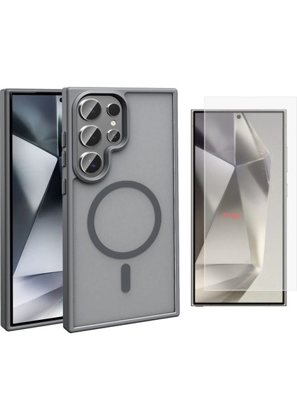 Samsung Galaxy S25 Ultra Kılıf Magsafe Şarj Özellikli Mat Arka Yüzey Zore Sio Kapak + Nano Ekran Koruyucu