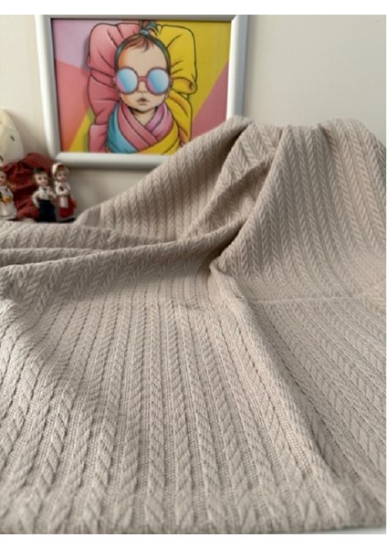 Örgü Desenli Bebek Pikesi - Organik Pamuk Bebek Battaniyesi (95X95 Cm) fiyatları