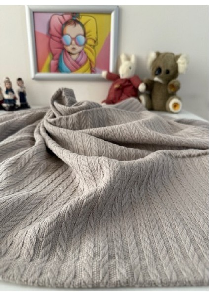 Örgü Desenli Bebek Pikesi - Organik Pamuk Bebek Battaniyesi (95X95 Cm) modelleri