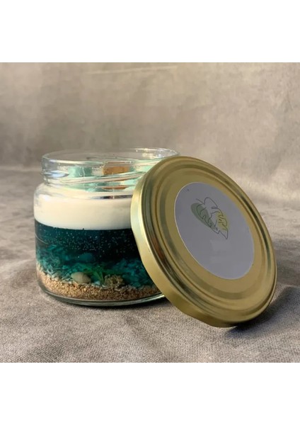 El Yapımı Deniz Temalı Kavanoz Mum - 7 x 8 cm
