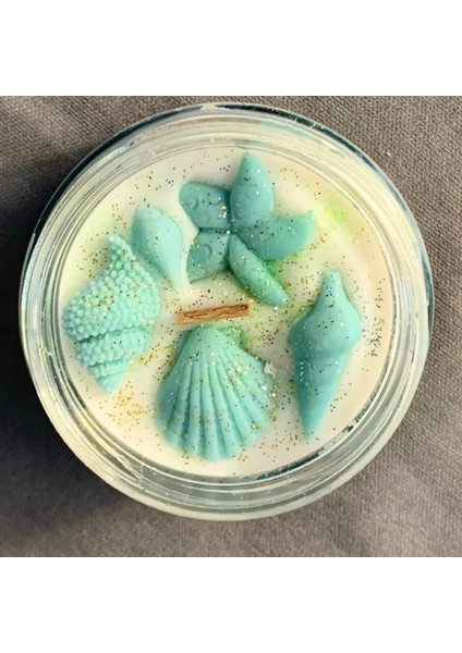 El Yapımı Deniz Temalı Kavanoz Mum - 7 x 8 cm