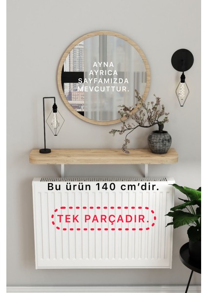 Safir Meşe Petek Üstü Uçan Raf & Dresuar Duvar Montajsız Kalın Kenar