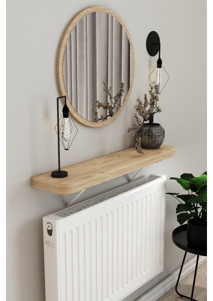 Safir Meşe Petek Üstü Uçan Raf & Dresuar Duvar Montajsız Kalın Kenar fiyatları