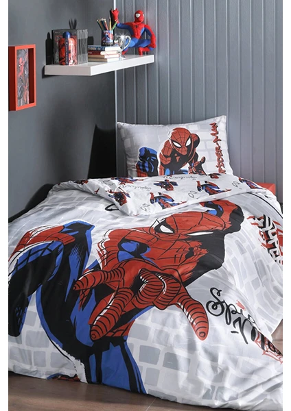 Spiderman Hero Tek Kişilik Lisanslı Lastikli Fitted Çarşaf Nevresim Takım 3042