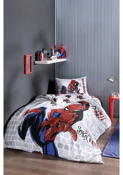 Spiderman Hero Tek Kişilik Lisanslı Lastikli Fitted Çarşaf Nevresim Takım 3042