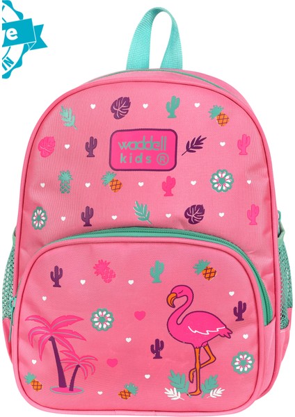 Pembe Flamingo Desenli Anaokulu Kreş Sırt Çantası 24102