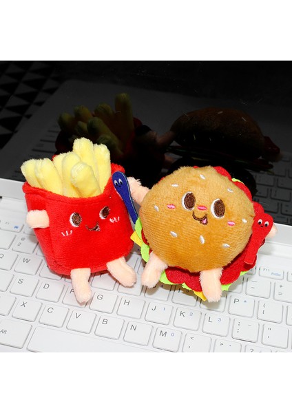 Sevimli Patates Kızartması Kolye Hamburger Topuzu Peluş Çanta Bebek Bebek Peluş Oyuncak (Yurt Dışından)