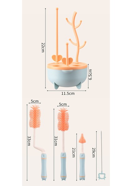 Silicone Baby Bottle Brush Three-Color Long Handle Cleaning Brush Combination 360 Degree Rotating Cleaning Bottle Brush Set (Yurt Dışından)