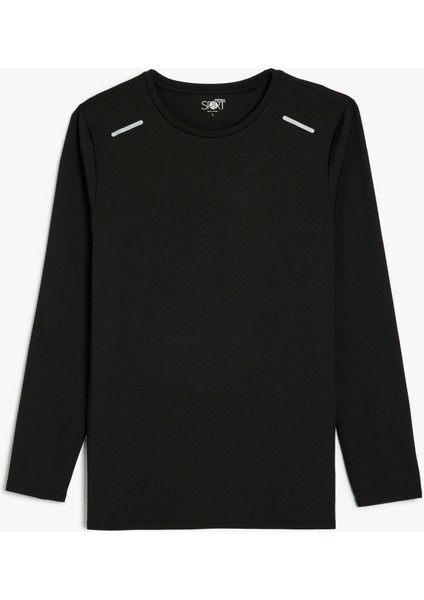 Uzun Kollu Bisiklet Yaka Geometrik Baskılı Basic Spor Sweatshirt
