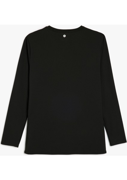 Uzun Kollu Bisiklet Yaka Geometrik Baskılı Basic Spor Sweatshirt fiyatları