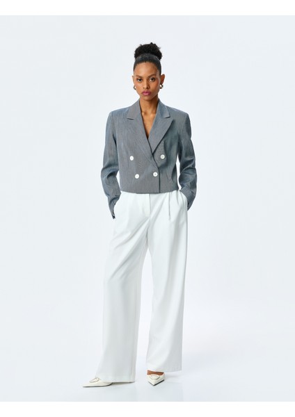 Uzun Kollu Düğmeli Kruvaze Yaka Crop Blazer Ceket fiyatları