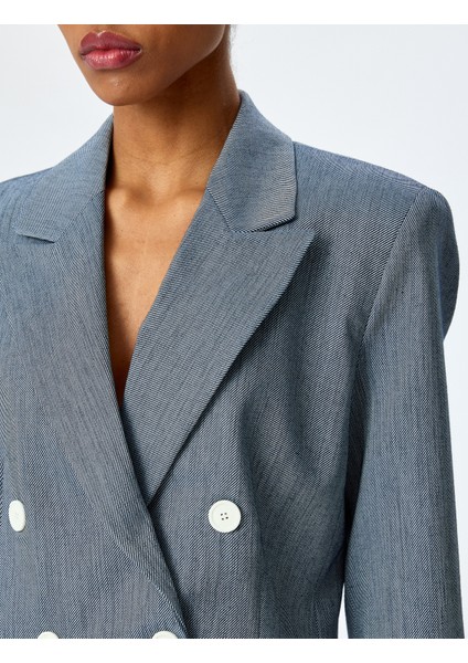 Uzun Kollu Düğmeli Kruvaze Yaka Crop Blazer Ceket indirimleri