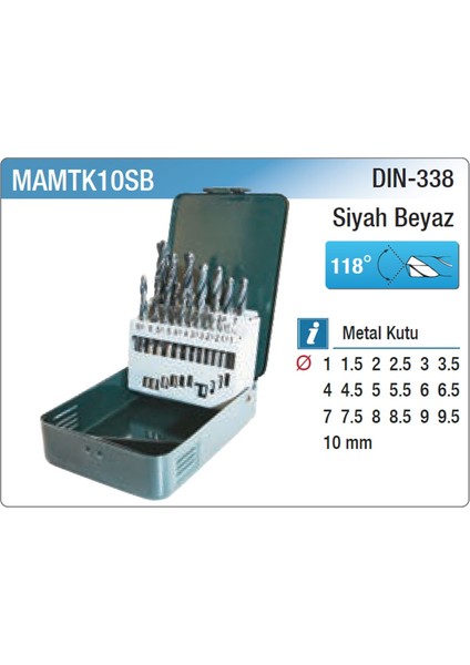 MAMTK10SB Matkap Ucu Takımı Siyah Beyaz 19 Parça fiyatları
