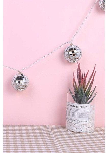 Mini Disko Topu Dekoratif Süsleme 10’lu LED Zinciri Pilli Süs LED Görsel Şölen indirimleri