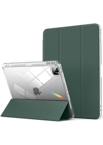 Apple iPad Pro 11 Inç M4 2024 Kılıf Kalem Bölmeli Akrilik Şeffaf Ayrılabilir Case A2836 A2837 A3006 modelleri