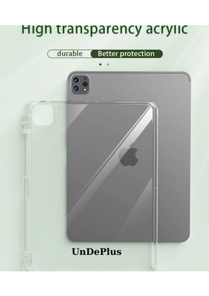 Apple iPad Pro 11 Inç M4 2024 Kılıf Kalem Bölmeli Akrilik Şeffaf Ayrılabilir Case A2836 A2837 A3006
