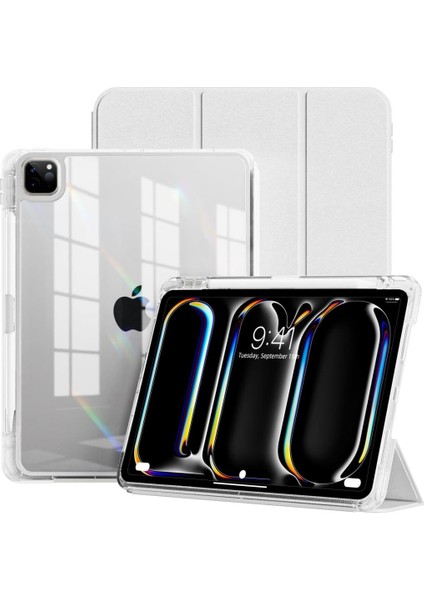 Apple iPad Pro 11inç M4/M5 Kılıf Kalem Bölmeli Akrilik Şeffaf Ayrılabilir Case 2024/2025 modelleri