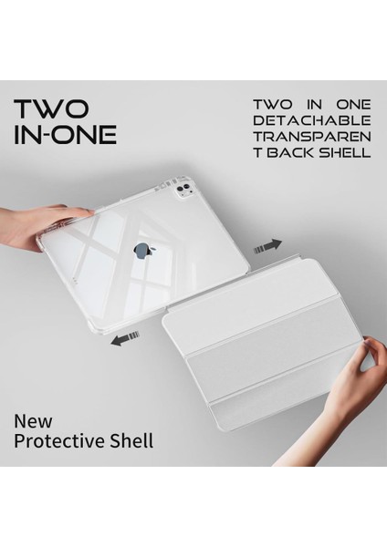 Apple iPad Pro 11inç M4/M5 Kılıf Kalem Bölmeli Akrilik Şeffaf Ayrılabilir Case 2024/2025 indirimleri