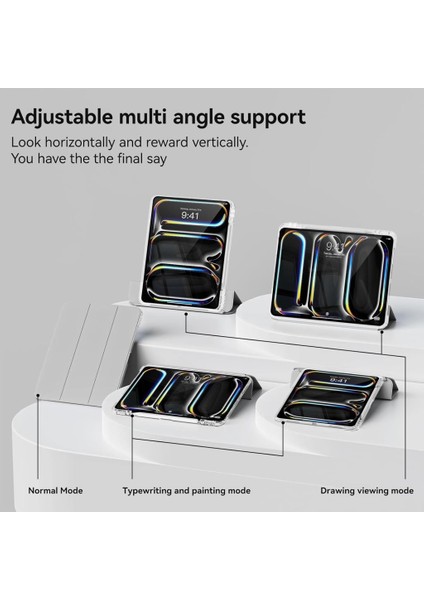 Apple iPad Pro 11inç M4/M5 Kılıf Kalem Bölmeli Akrilik Şeffaf Ayrılabilir Case 2024/2025