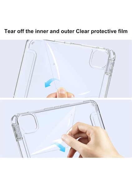 Apple iPad Pro 11 Inç M4 2024 Kılıf Kalem Bölmeli Akrilik Şeffaf Ayrılabilir Case A2836 A2837 A3006