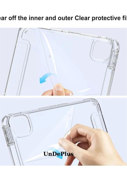Apple iPad Pro 12.9 3./4./5./6. Nesil Kılıf Kalem Bölmeli Akrilik Şeffaf Ayrılabilir Case 2018-2022 modelleri