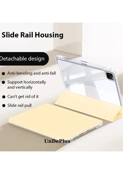 Apple iPad Pro 12.9 3./4./5./6. Nesil Kılıf Kalem Bölmeli Akrilik Şeffaf Ayrılabilir Case 2018-2022