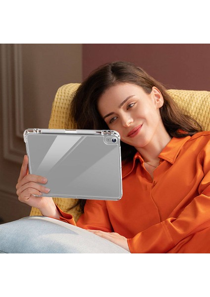 Apple iPad Air 11inç M2 Air 4/5/6. Nesil 10.9 Kılıf Kalem Bölmeli Akrilik Şeffaf Ayrılabilir Case A2902 A2903 A2904