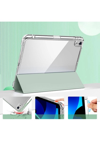 Apple iPad Air 11inç M2 Air 4/5/6. Nesil 10.9 Kılıf Kalem Bölmeli Akrilik Şeffaf Ayrılabilir Case A2902 A2903 A2904