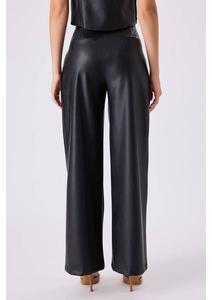 Wide Leg Kadın Deri Pantolon 342112009 fiyatları