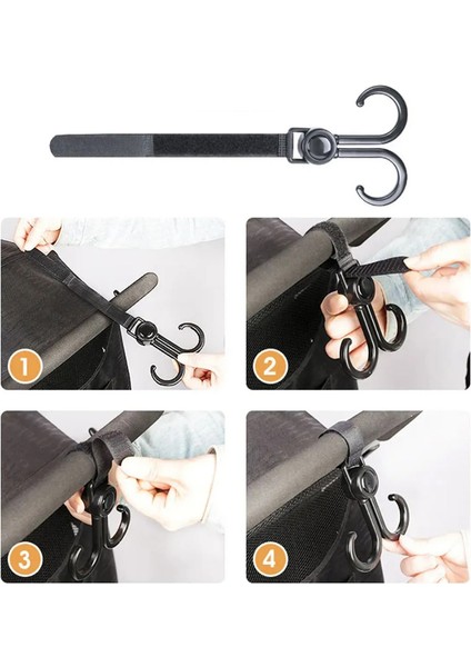 Ayarlanabilir ve Çıkarılabilir Taşıma Kancası - Bebek Arabası, Bisiklet ve Alışveriş Için, 2'li Set modelleri