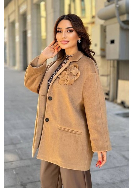 Broş Çiçekli Kadın Kaşe Kaban 342118001