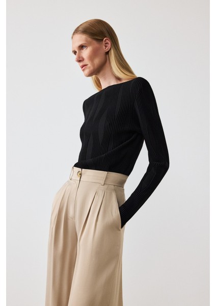 Beige Palazzo Geniş Paça Kadın Pantolon
